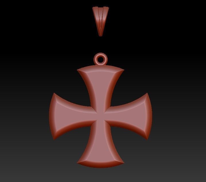 Cross Patee Templar Maltese floral pattern pendant 3D print model_10