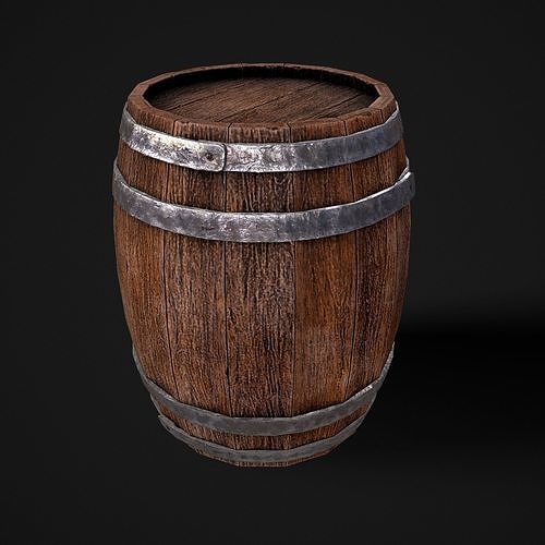 Old wooden barrel Low-poly 3D model