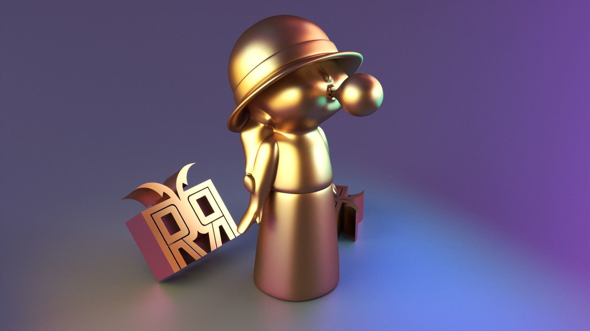 minimal stute girl decor 02 3D print model_1