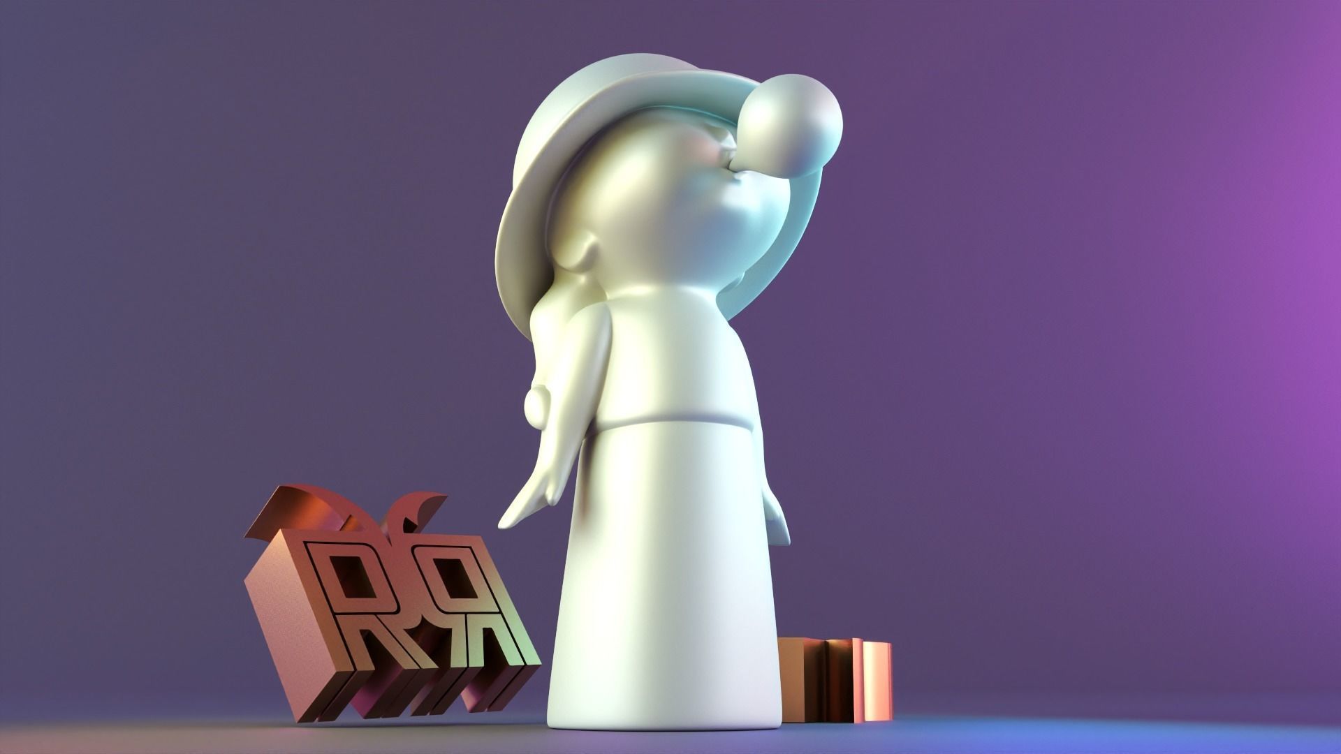 minimal stute girl decor 02 3D print model_7