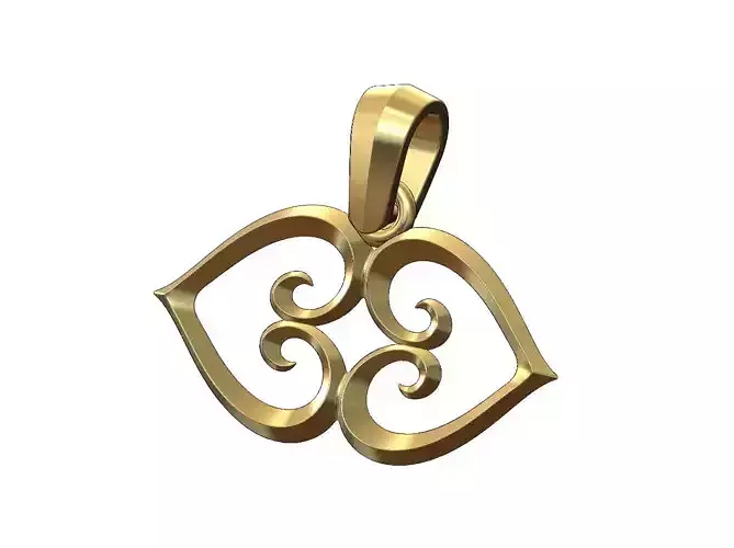 Double open floral heart pendant and charm