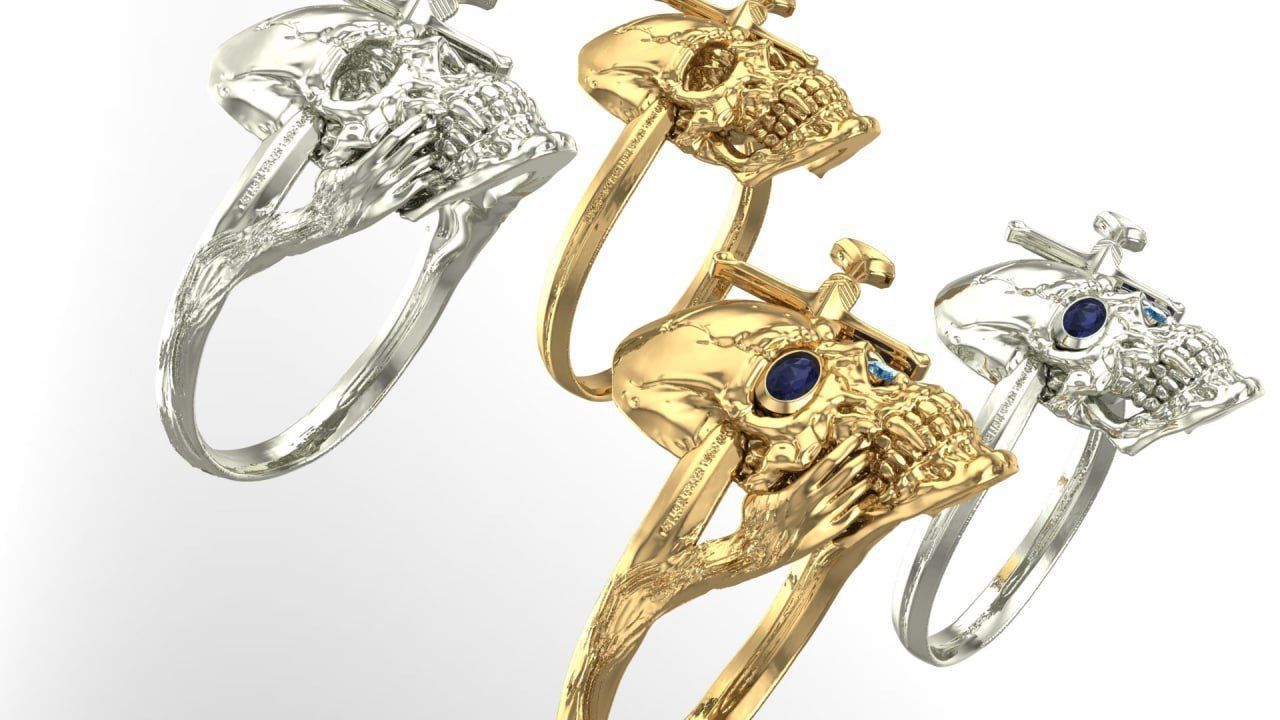 Skull and Sword 2 design 3D print model_2