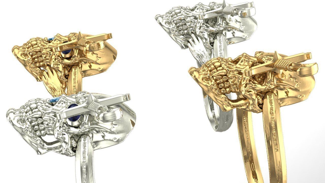 Skull and Sword 2 design 3D print model_3