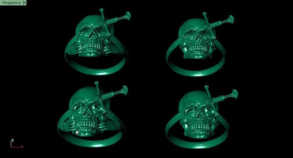 Skull and Sword 2 design 3D print model_4