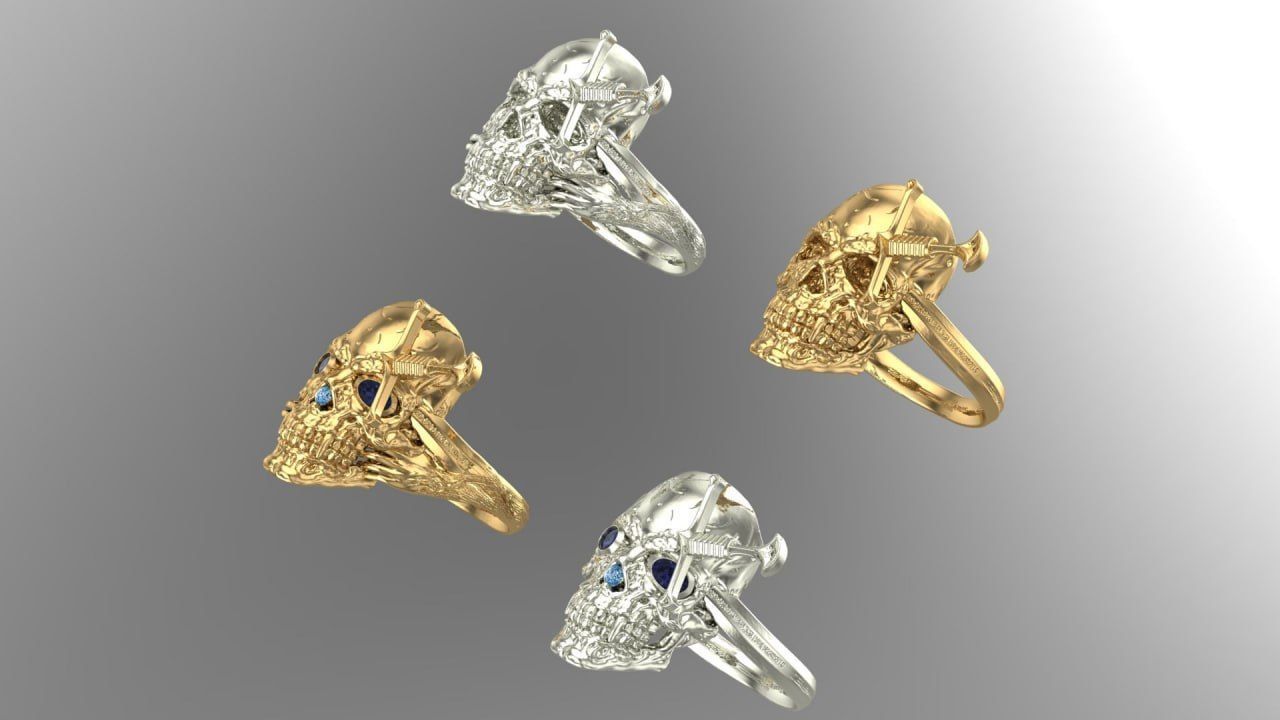 Skull and Sword 2 design 3D print model_1