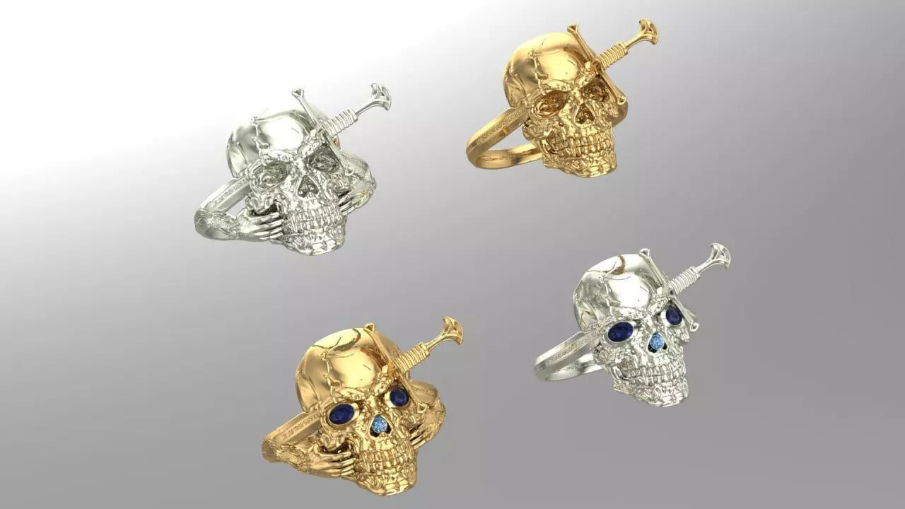 Skull and Sword 2 design 3D print model_0