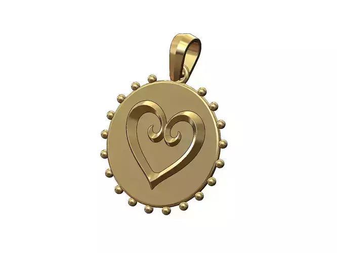 Beaded open floral heart pendant with bail