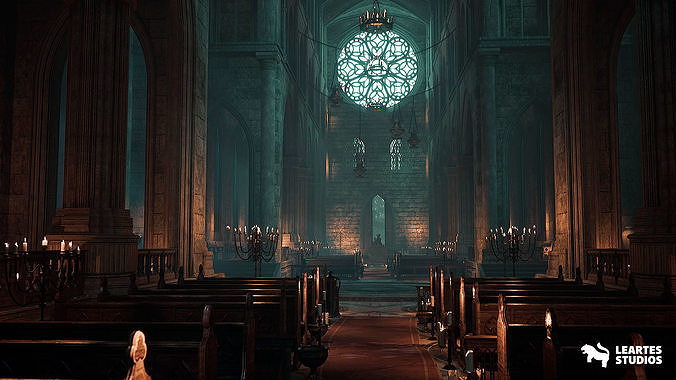 Old Cathedral Environment Low-poly 3D model 4