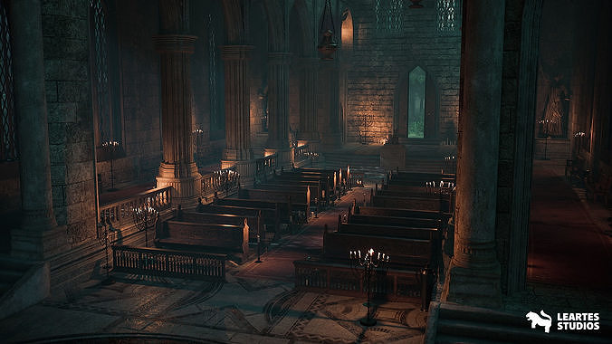 Old Cathedral Environment Low-poly 3D model 6