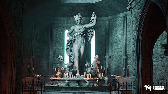 Old Cathedral Environment Low-poly 3D model 5