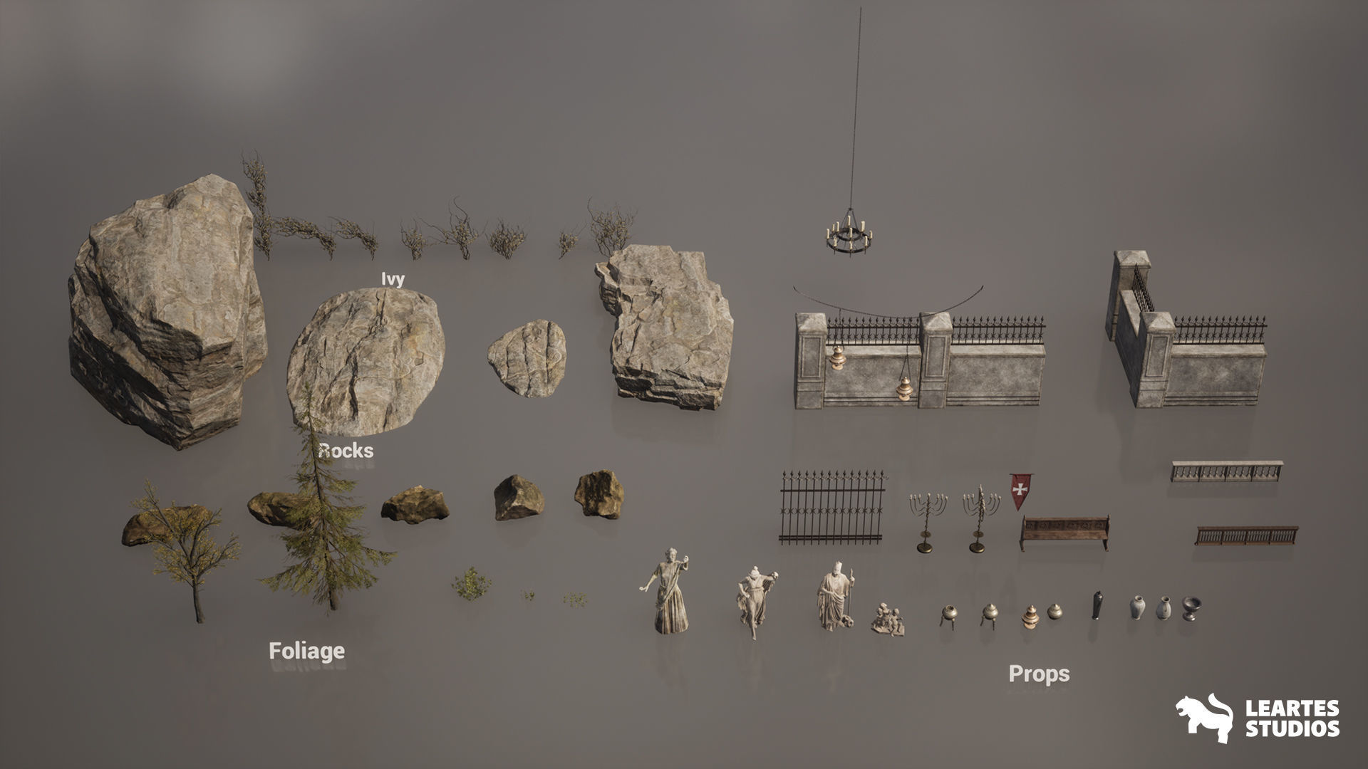 Old Cathedral Environment Low-poly 3D model_17