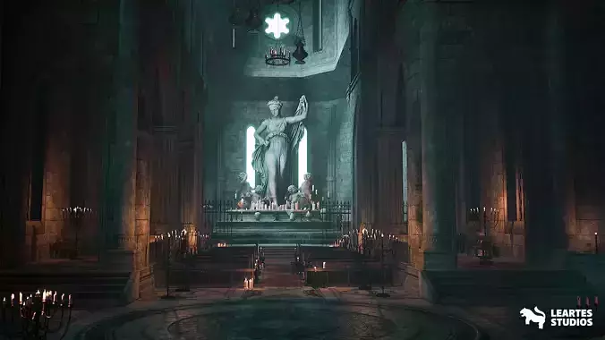Old Cathedral Environment Low-poly 3D model