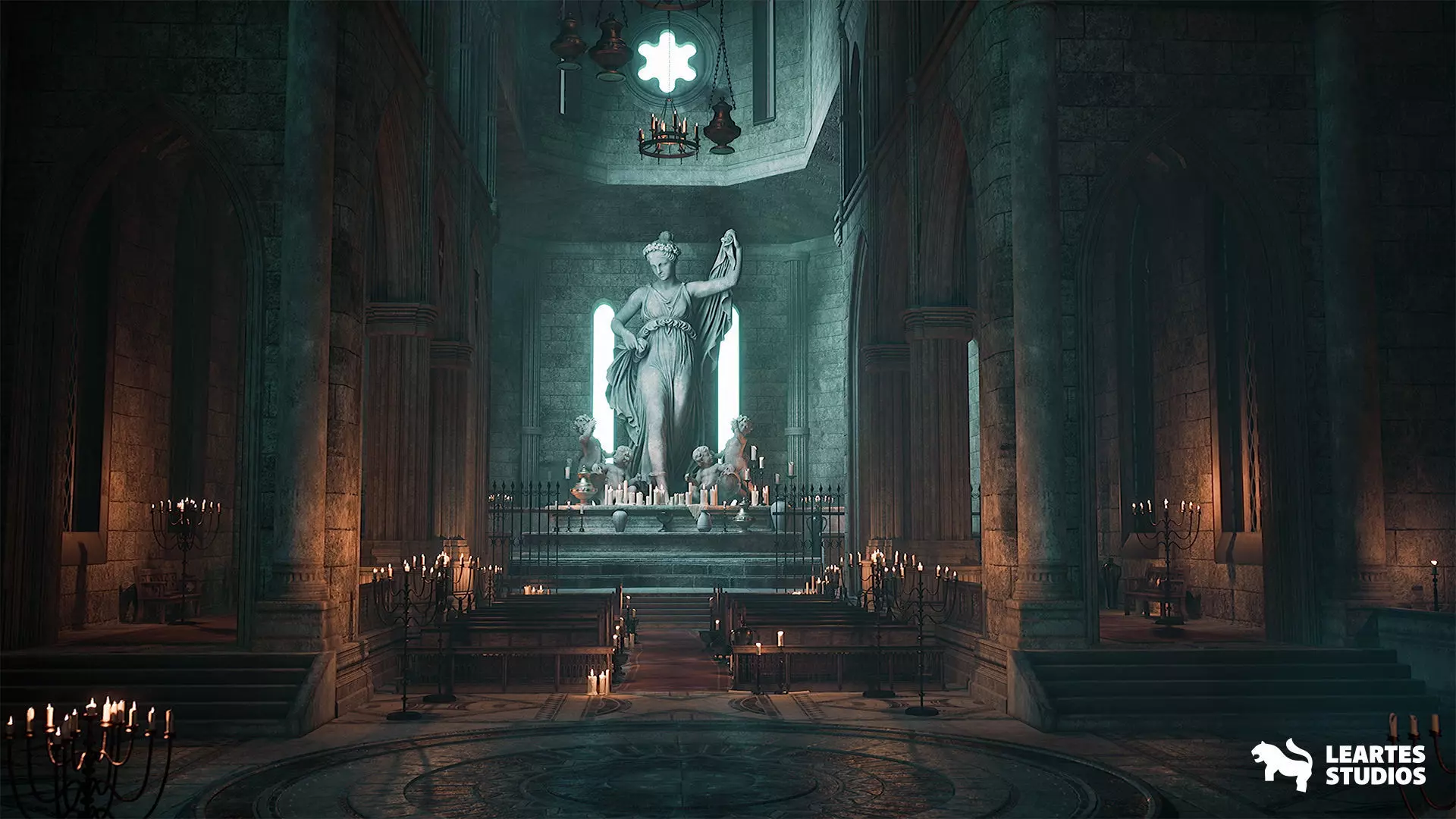 Old Cathedral Environment Low-poly 3D model_0