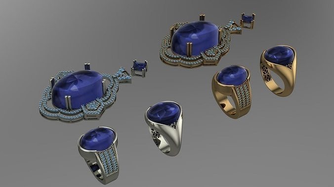 Oval rings and pendant 3D print model