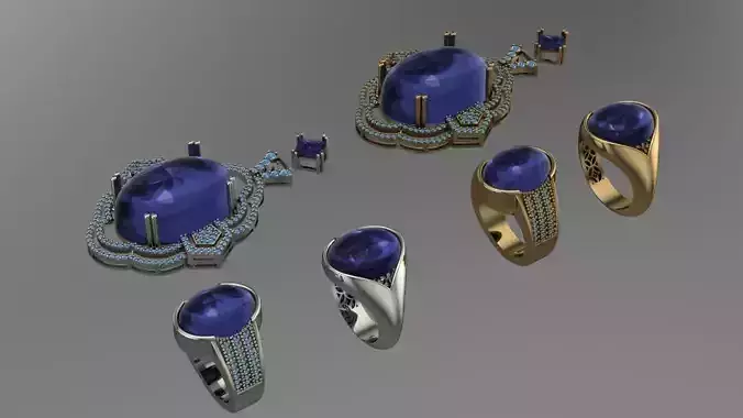 Oval rings and pendant