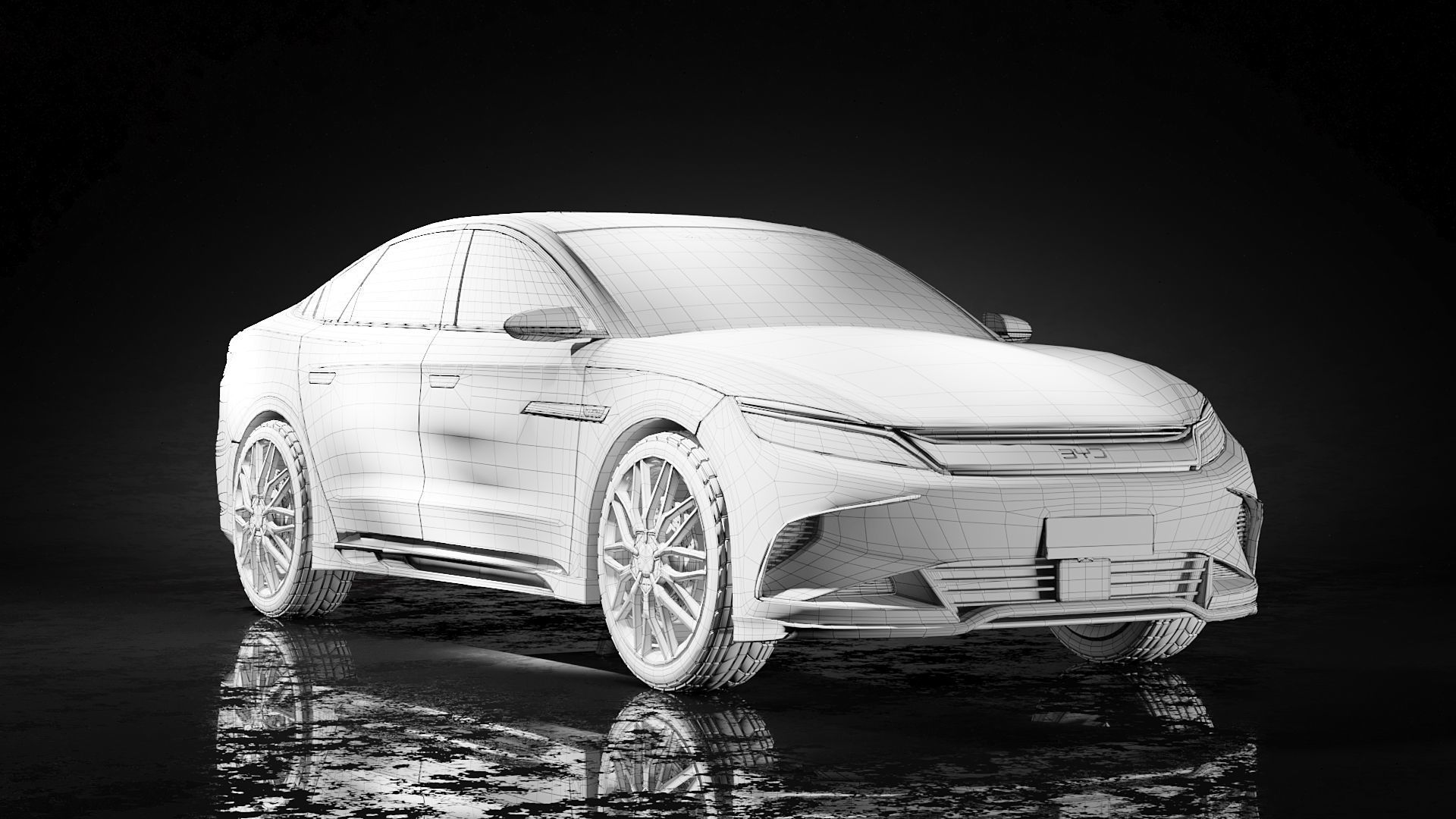 BYD han 2024 3d model Low-poly 3D model_7