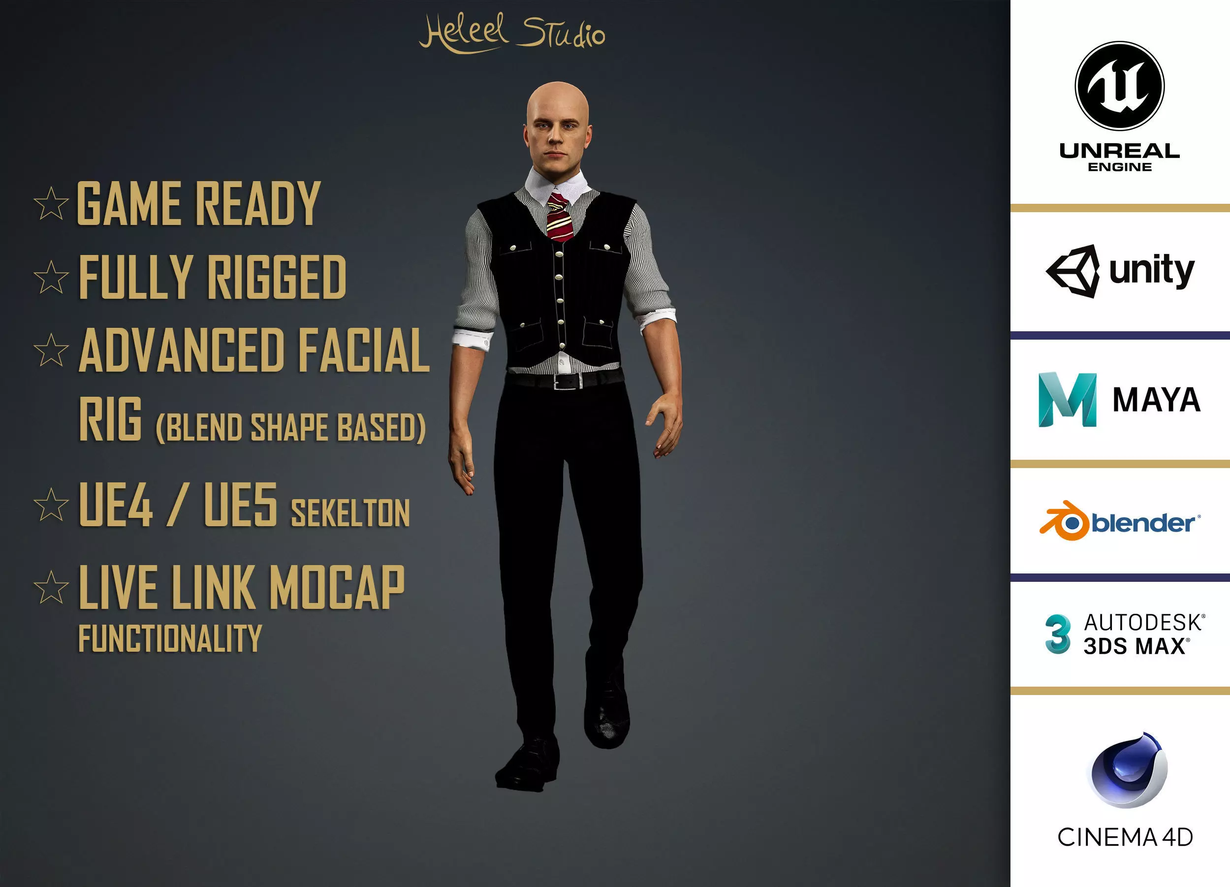 High Quality Realistic Male Black Vest Low-poly 3D model_0