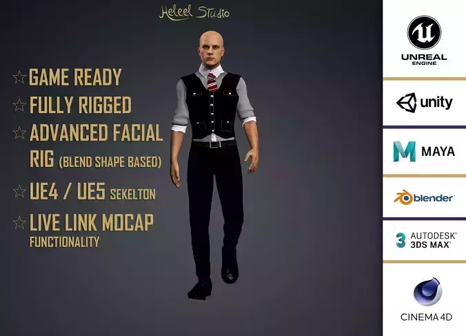 High Quality Realistic Male Black Vest