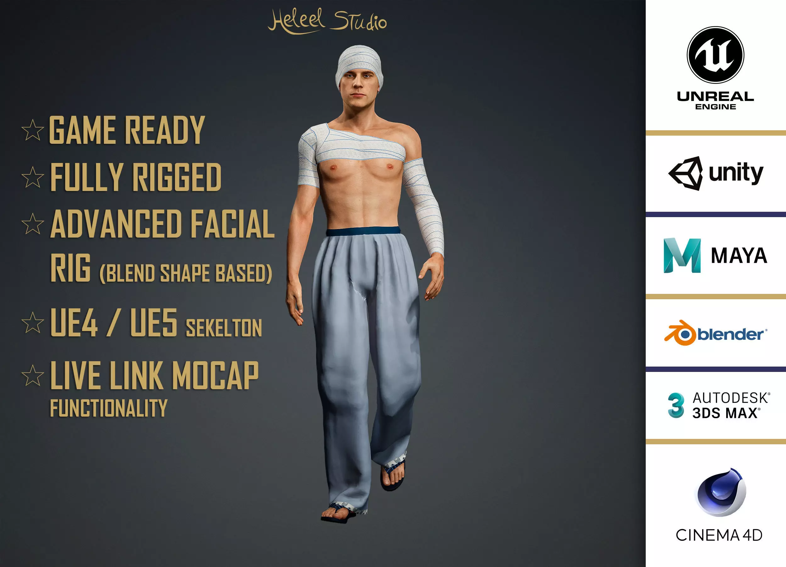 High Quality Realistic Male Wounded Accident Low-poly 3D model