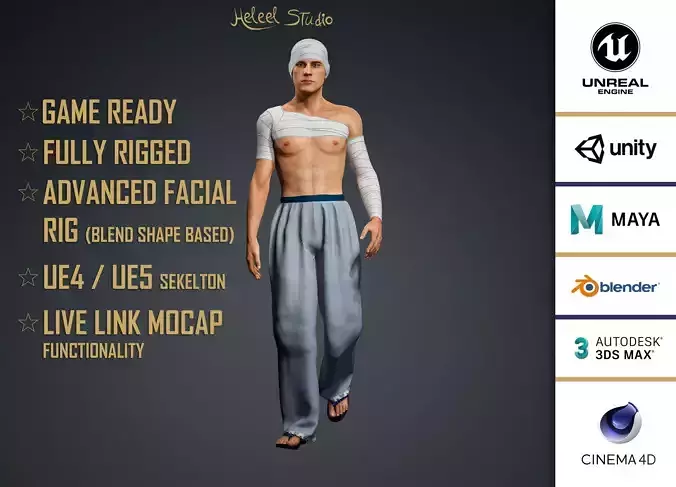 High Quality Realistic Male Wounded Accident Low-poly 3D model