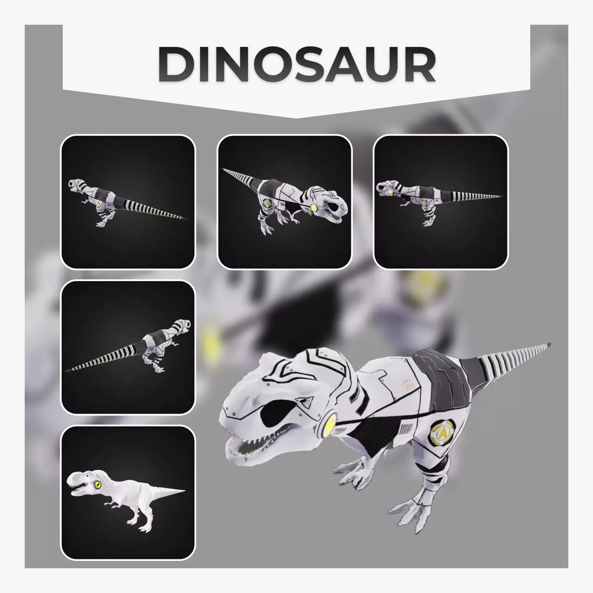 Dinosaur Robot Low-poly 3D model_0