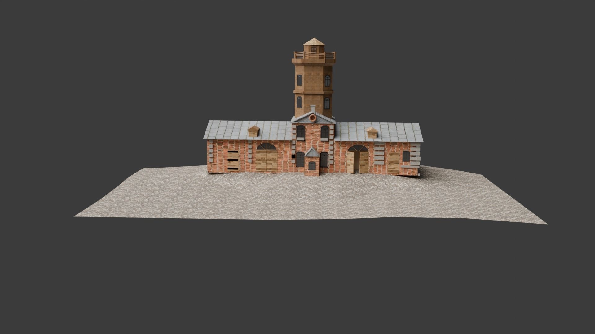fire station Low-poly 3D model_2