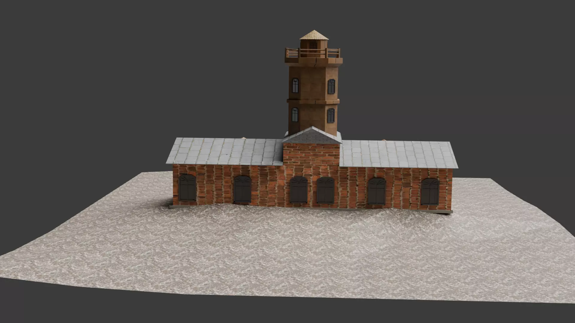 fire station Low-poly 3D model_0