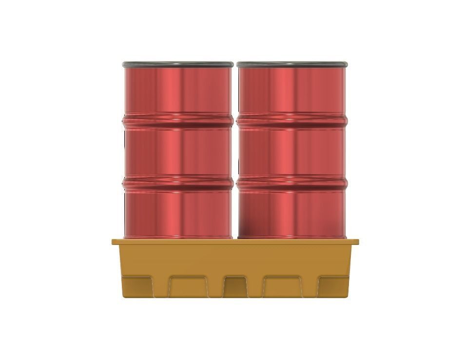 Model Railways Steel Oil Drums on Spill Pallets 3D print model_11