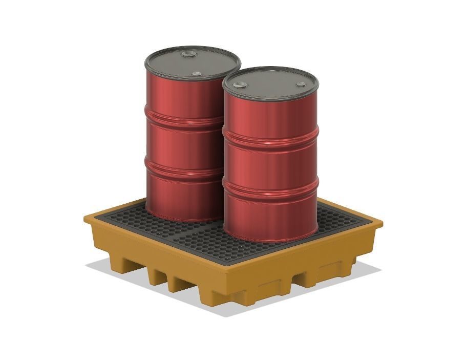 Model Railways Steel Oil Drums on Spill Pallets 3D print model_7
