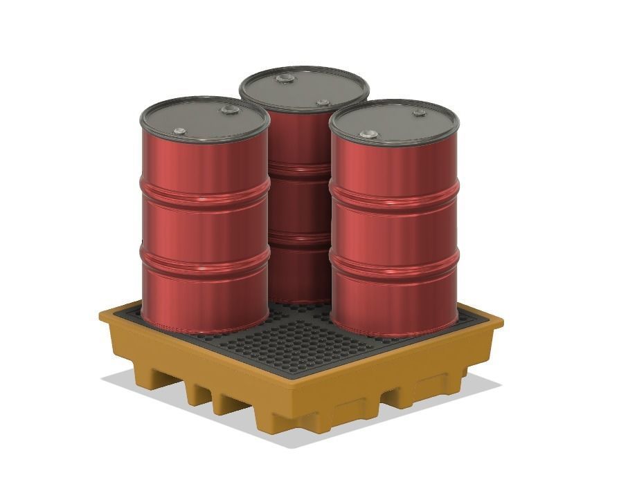 Model Railways Steel Oil Drums on Spill Pallets 3D print model_5