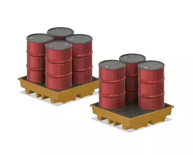 Model Railways Steel Oil Drums on Spill Pallets 3D print model