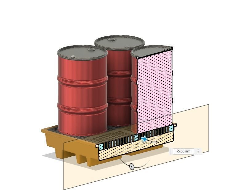 Model Railways Steel Oil Drums on Spill Pallets 3D print model_15