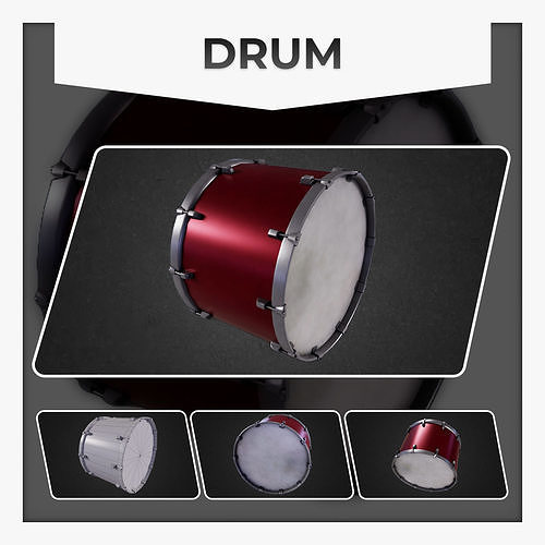 Drum model Low-poly 3D model