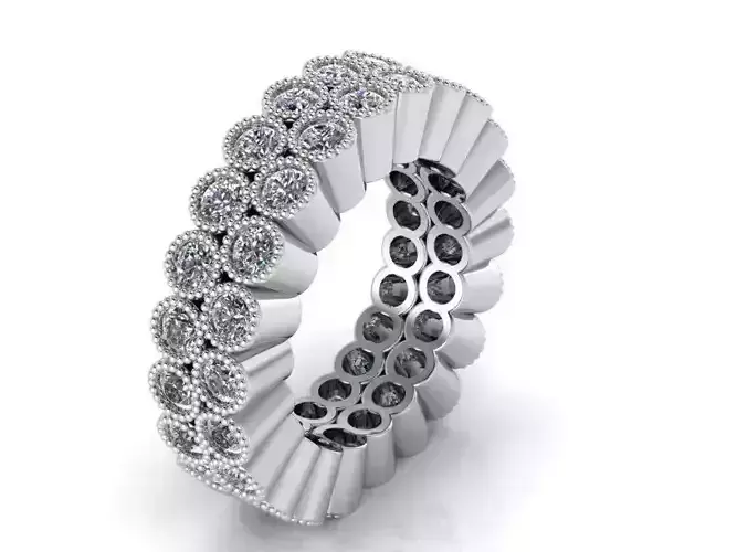 Round Diamond Milgrain Band Ring 2027