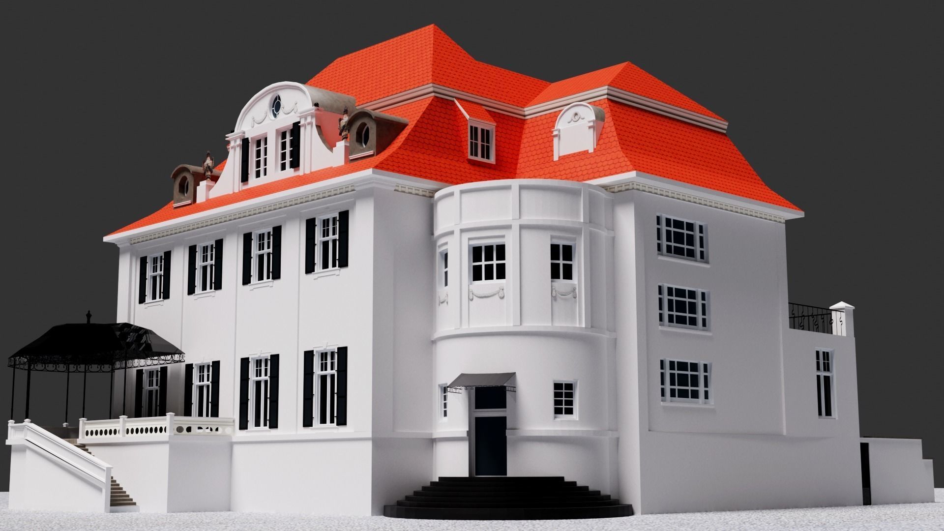 low poly House 360 3d model Low-poly 3D model_5