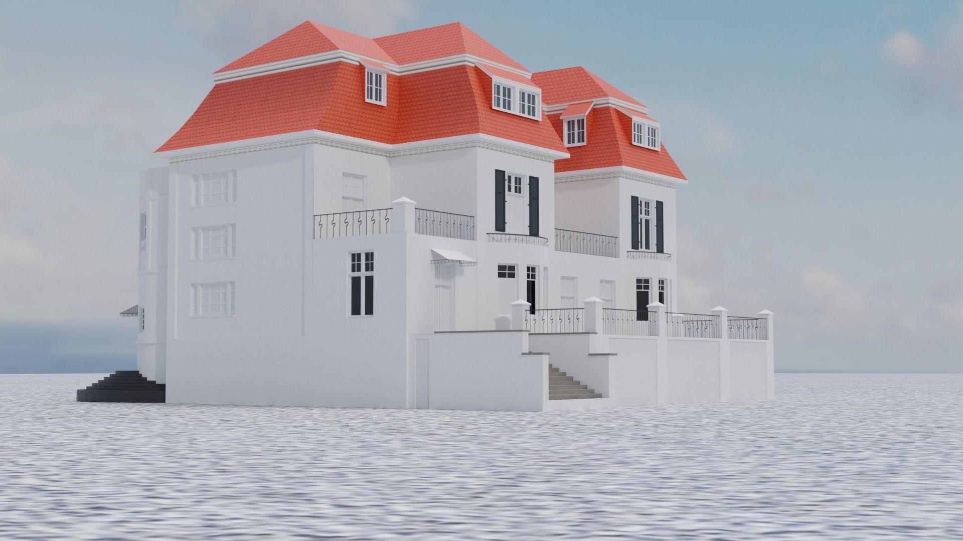 low poly House 360 3d model Low-poly 3D model_2