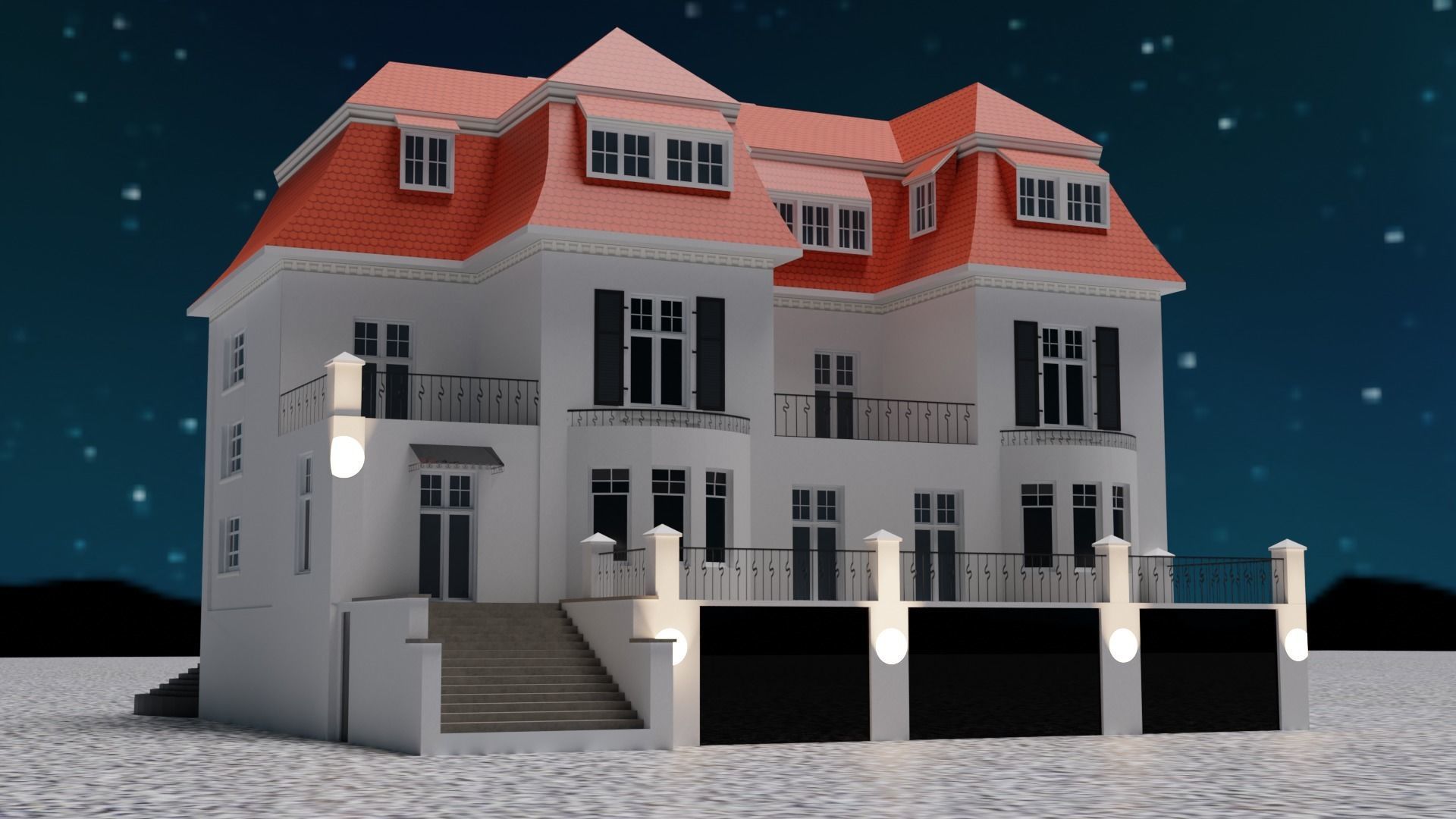 low poly House 360 3d model Low-poly 3D model_9