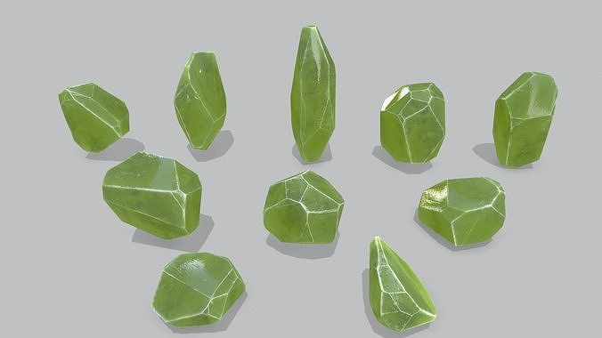crystal set Low-poly 3D model