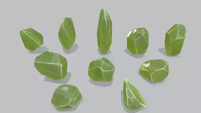 crystal set Low-poly 3D model