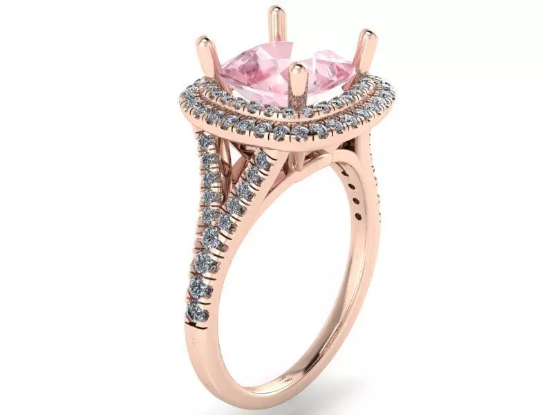 Cushion Double Halo Ring 2040 3D print model
