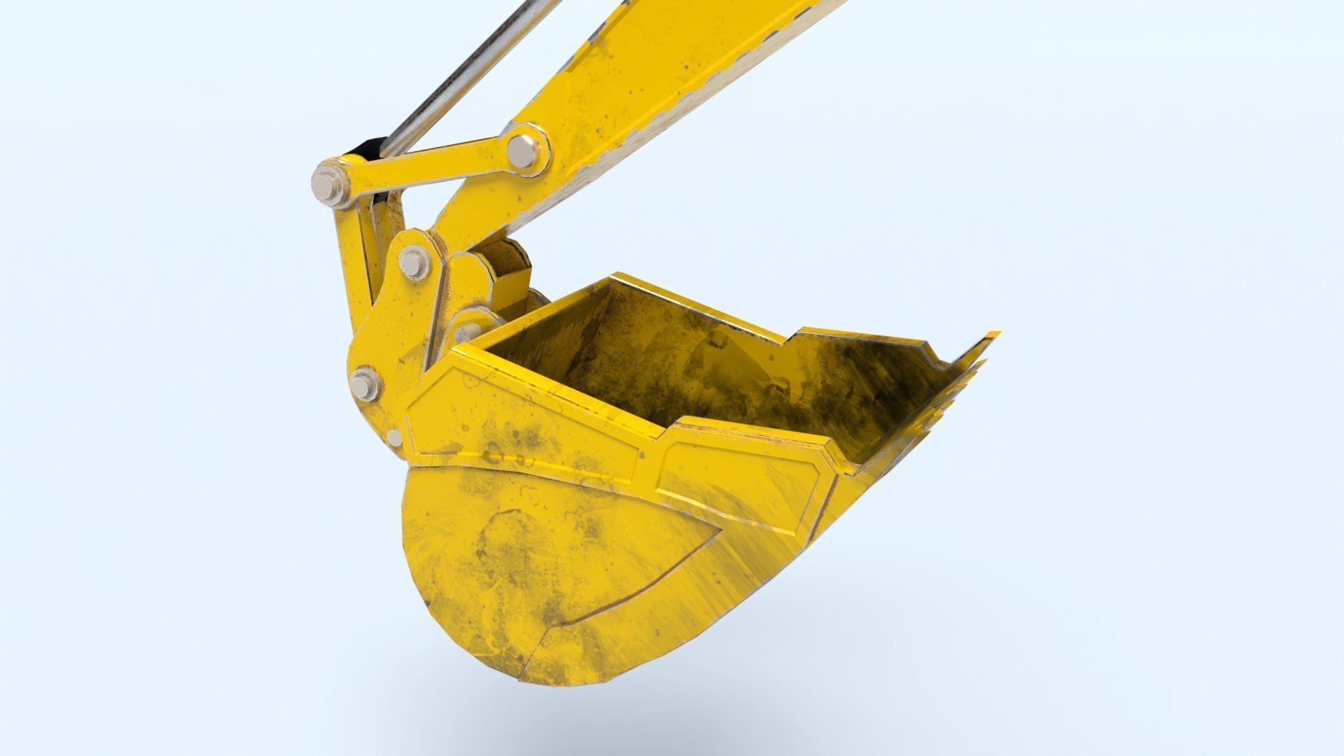 Rigged Hydraulic Excavator or Digger Arm and Bucket or Claw Low-poly 3D model_6