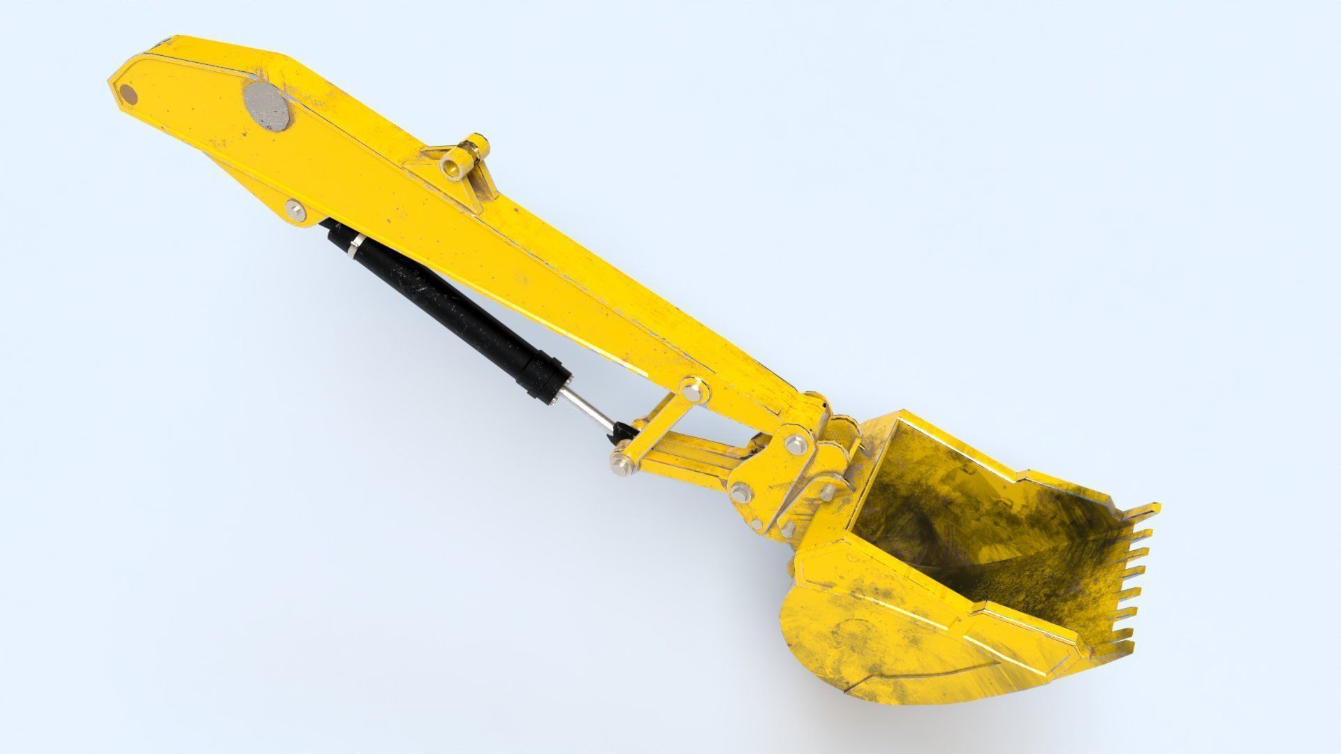 Rigged Hydraulic Excavator or Digger Arm and Bucket or Claw Low-poly 3D model_3
