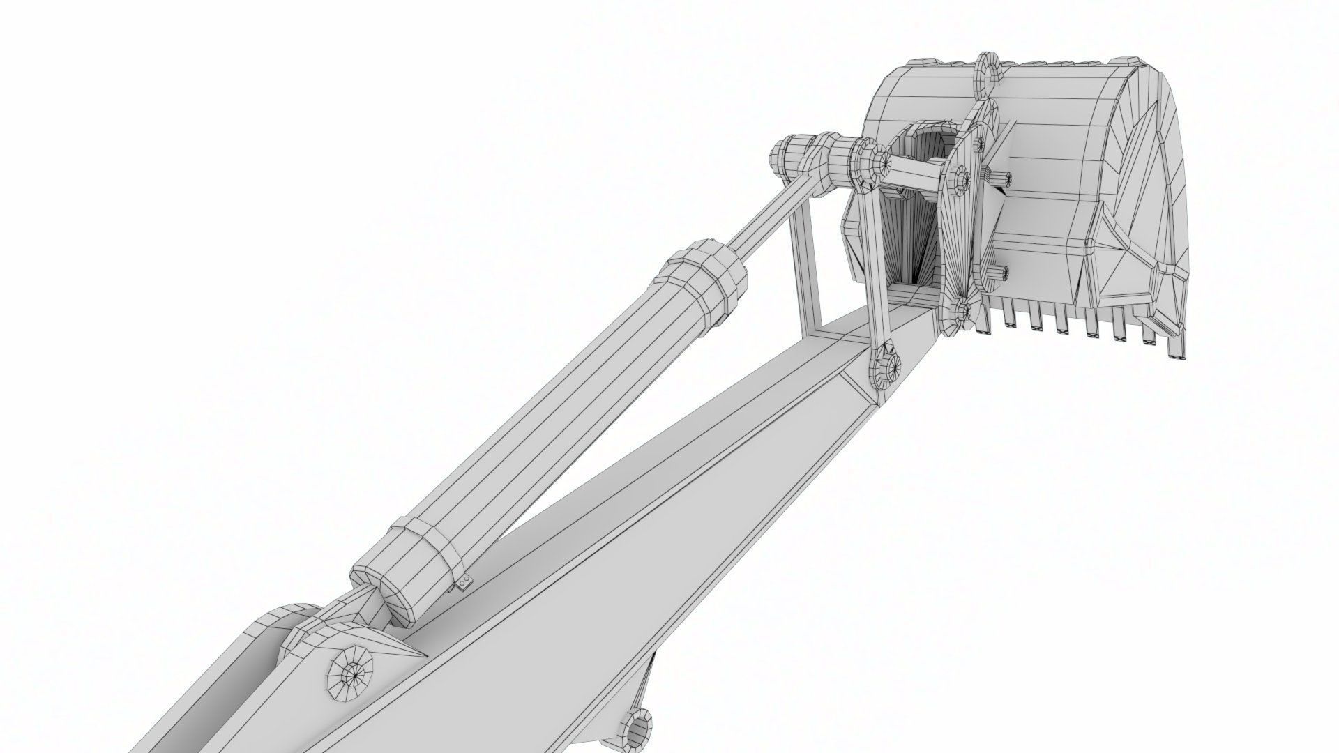 Rigged Hydraulic Excavator or Digger Arm and Bucket or Claw Low-poly 3D model_31