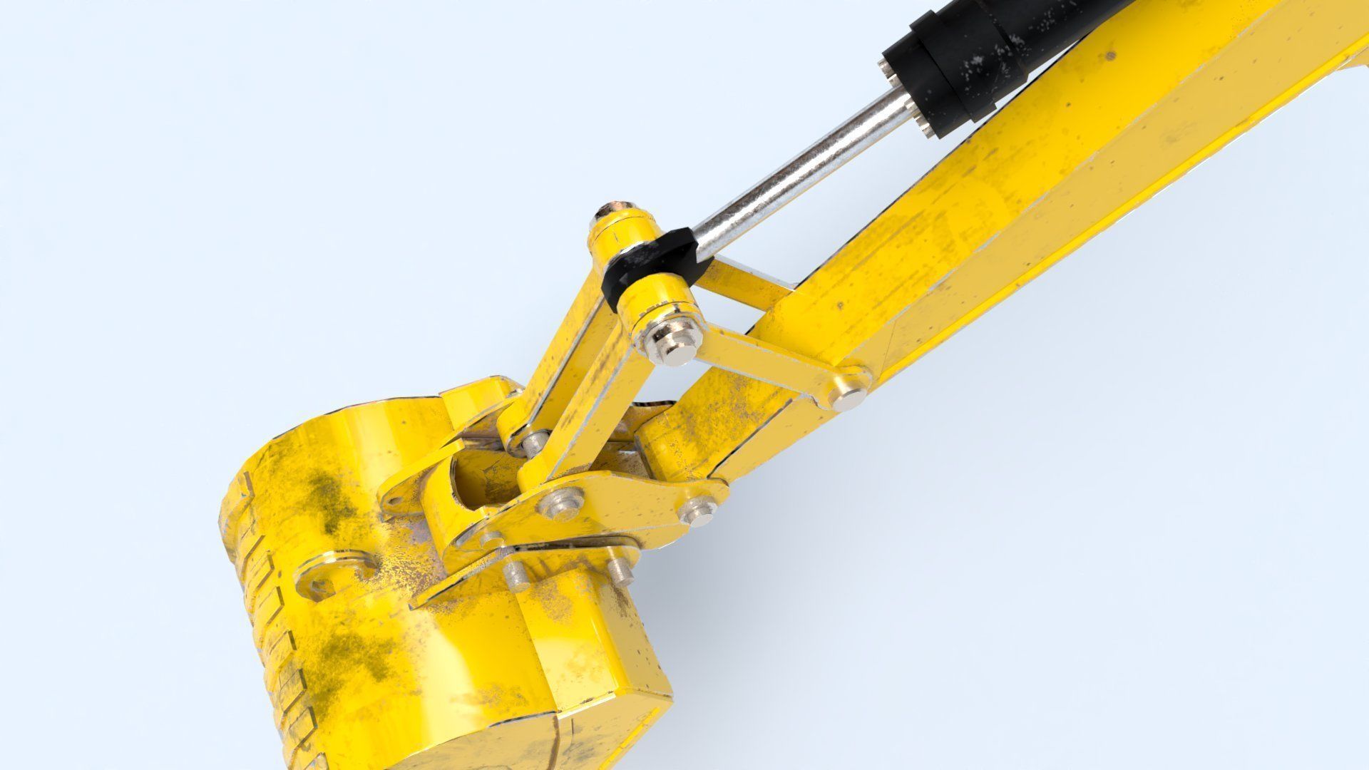 Rigged Hydraulic Excavator or Digger Arm and Bucket or Claw Low-poly 3D model_8