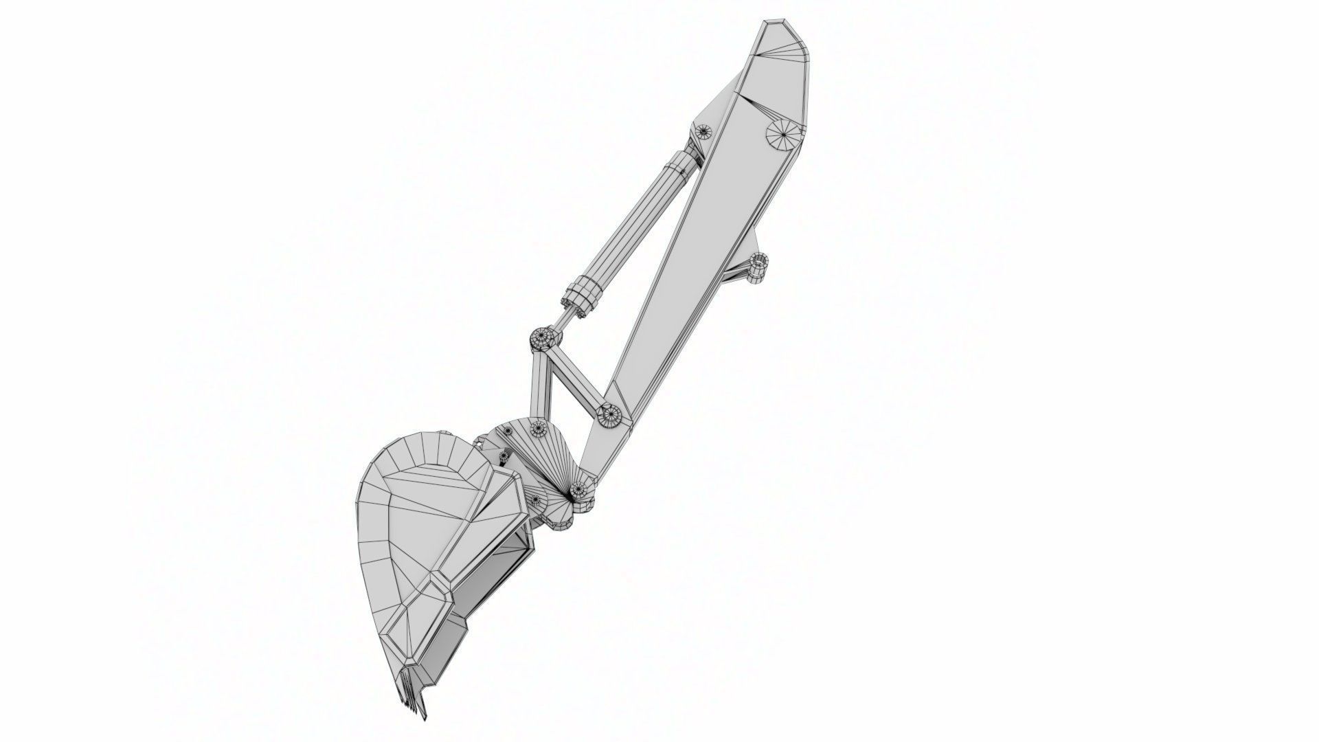 Rigged Hydraulic Excavator or Digger Arm and Bucket or Claw Low-poly 3D model_18