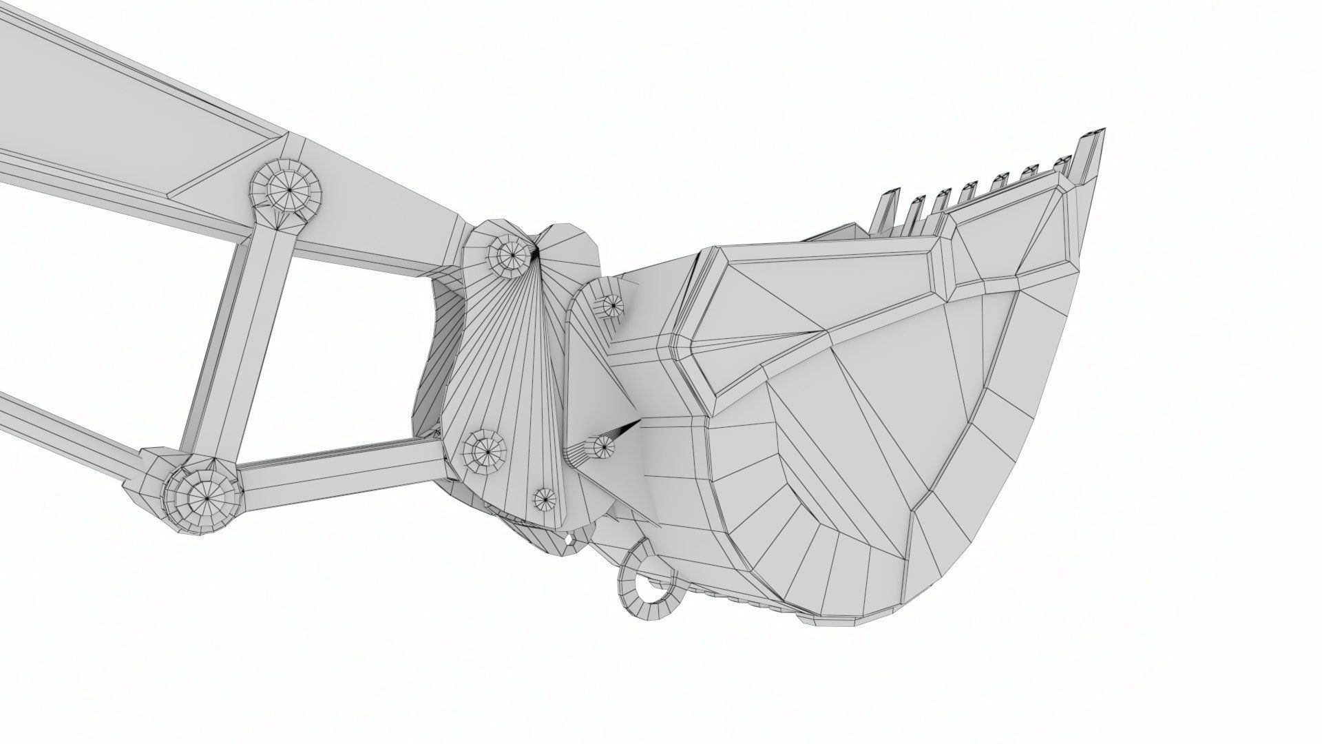 Rigged Hydraulic Excavator or Digger Arm and Bucket or Claw Low-poly 3D model_29