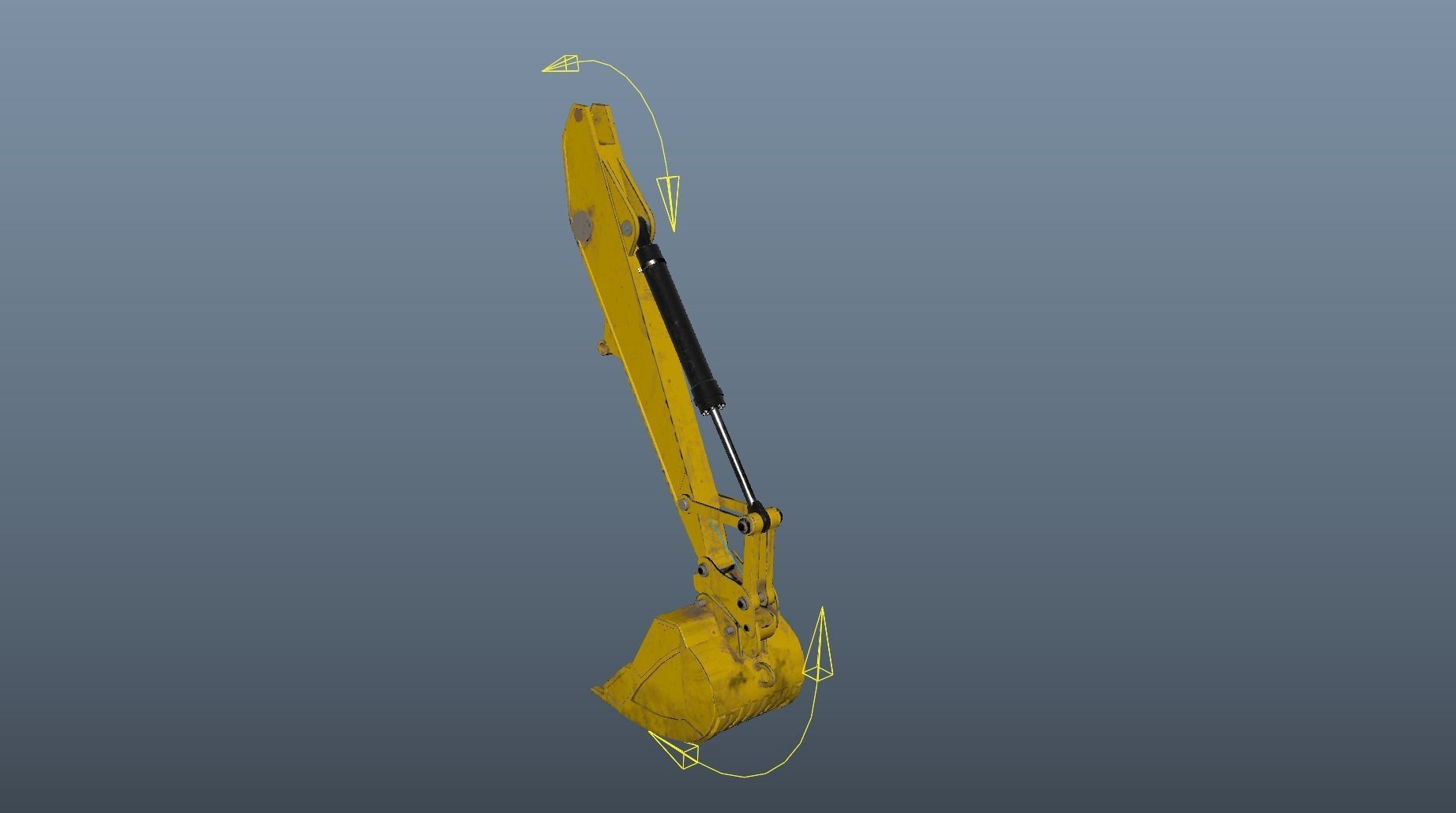 Rigged Hydraulic Excavator or Digger Arm and Bucket or Claw Low-poly 3D model_17