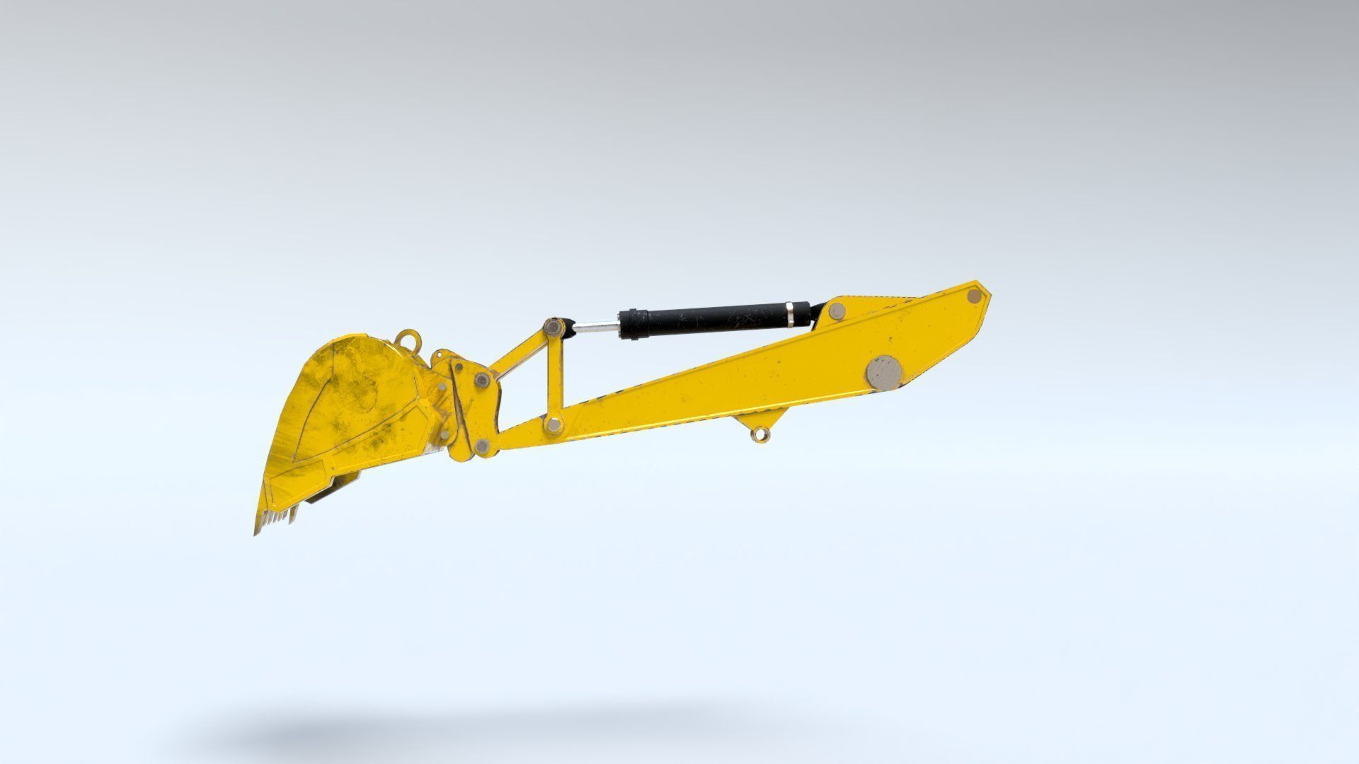 Rigged Hydraulic Excavator or Digger Arm and Bucket or Claw Low-poly 3D model_1