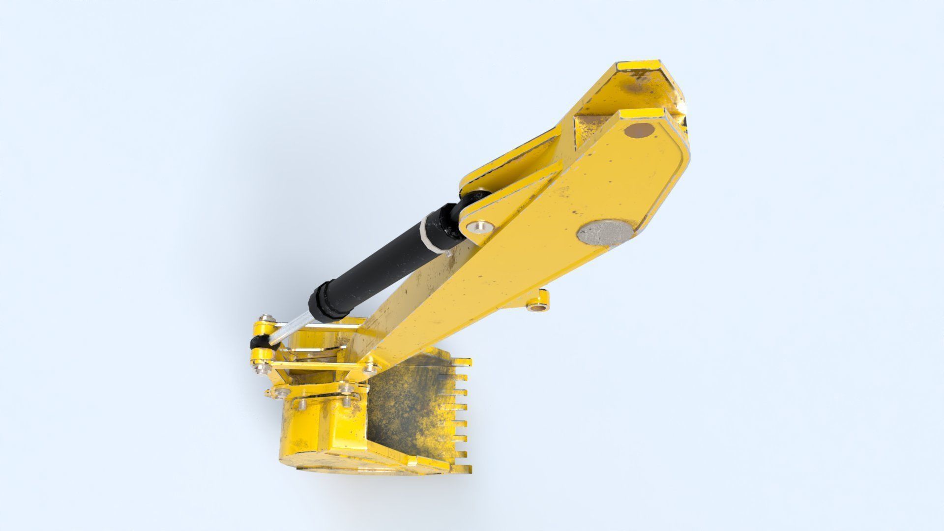 Rigged Hydraulic Excavator or Digger Arm and Bucket or Claw Low-poly 3D model_14