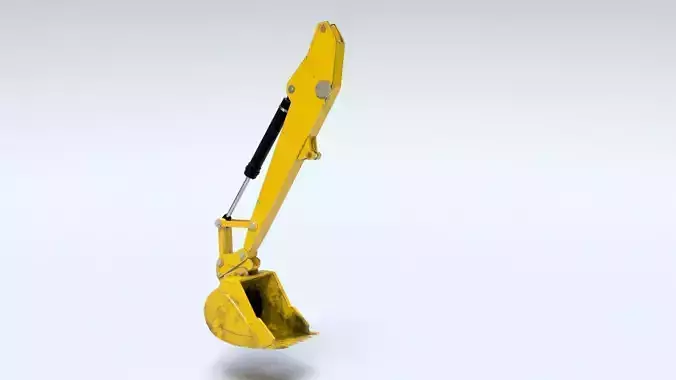Rigged Hydraulic Excavator or Digger Arm and Bucket or Claw Low-poly 3D model